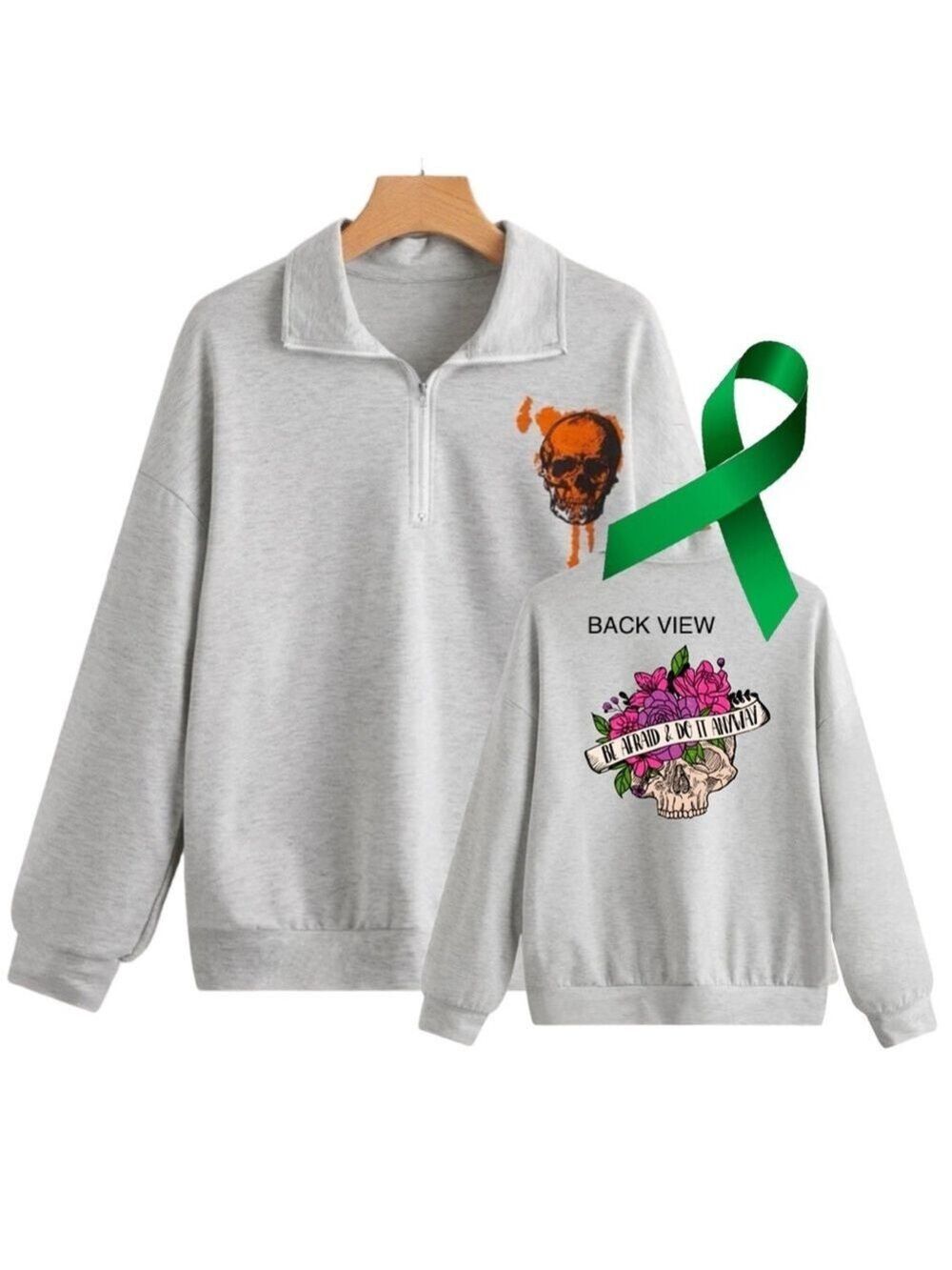 Do It Anyway Mental Health graphic quarter zip raglan pullover sweatshirt small
